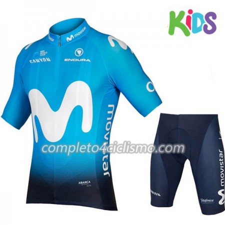 Completo Maglia Ciclismo + Pantaloncino 2018 Movistar Team Bambino N001